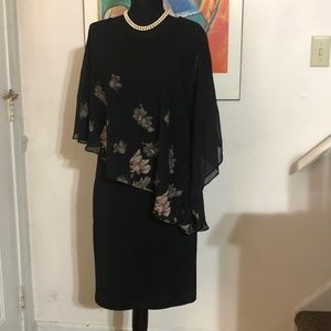 Hanna Nicole New with tag Black floral print Sleeveless Shawl Dress Size S.